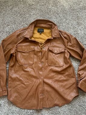 Love Tree Tan Faux Leather Shacket Jacket